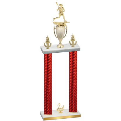 Double Red Carbon Fiber Second Place Lacrosse Trophy