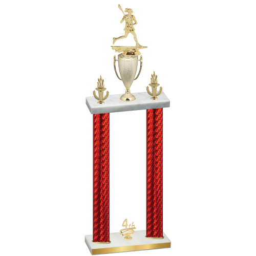 Double Red Carbon Fiber Fourth Place Lacrosse Trophy
