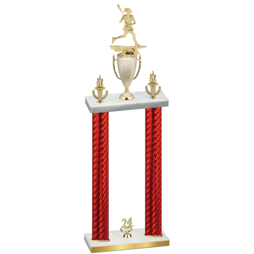 Double Red Carbon Fiber Year Lacrosse Trophy