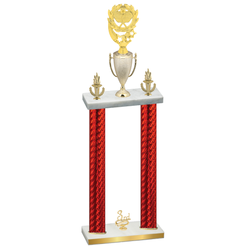 Double Red Carbon Fiber Third Place Pickleball Trophy