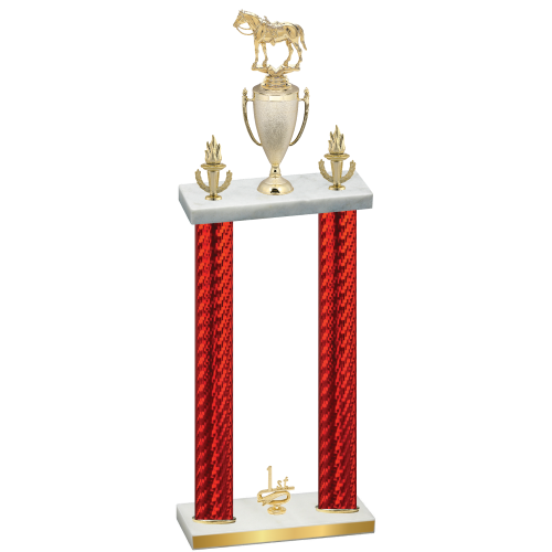 Double Red Carbon Fiber First Place Horses Trophy