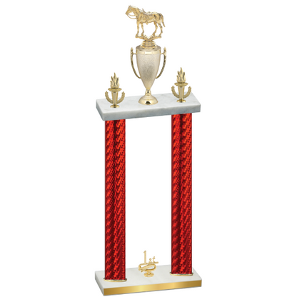 Double Red Carbon Fiber First Place Horses Trophy