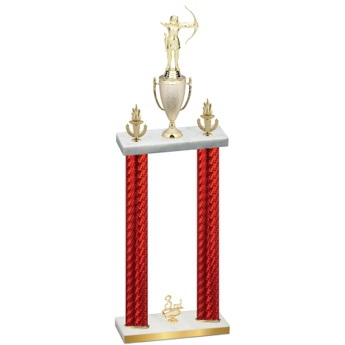 Double Red Carbon Fiber Third Place Archery Trophy