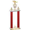 Double Red Carbon Fiber Fourth Place Fishing Trophy