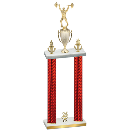 Double Red Carbon Fiber Year Weights Trophy