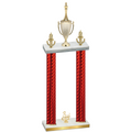 Double Red Carbon Fiber Third Place Chess Trophy
