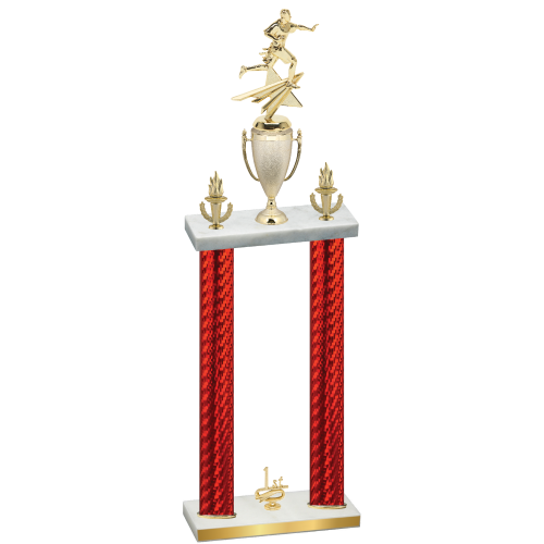 Double Red Carbon Fiber First Place Flag Football Trophy