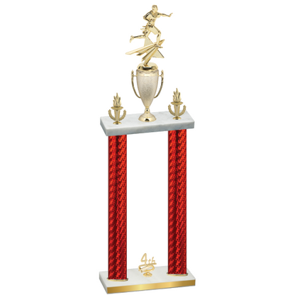 Double Red Carbon Fiber Fourth Place Flag Football Trophy