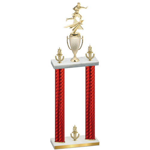 Double Red Carbon Fiber Victory Flag Football Trophy