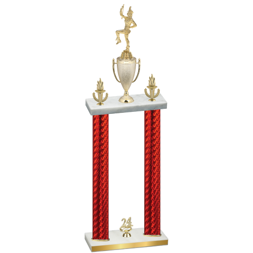 Double Red Carbon Fiber Year Majorette Trophy