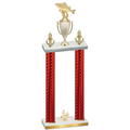Double Red Carbon Fiber Fourth Place Fishing Trophy