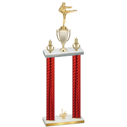 Double Red Carbon Fiber First Place Karate Trophy