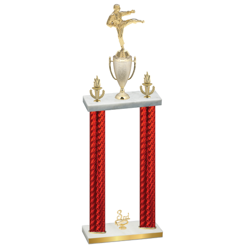 Double Red Carbon Fiber Third Place Karate Trophy