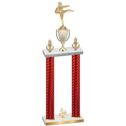 Double Red Carbon Fiber Fourth Place Karate Trophy