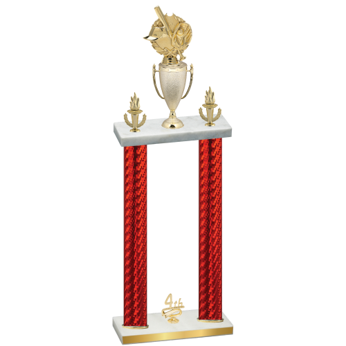 Double Red Carbon Fiber Fourth Place Baseball Trophy
