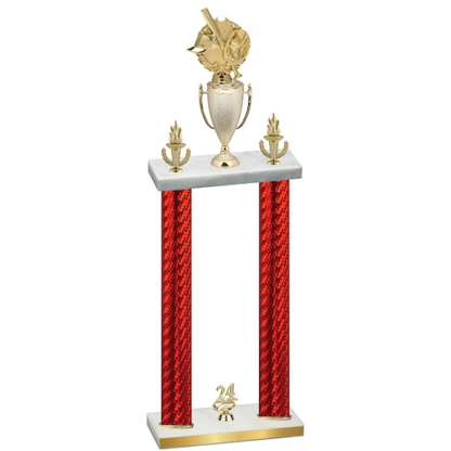 Double Red Carbon Fiber Year Baseball Trophy