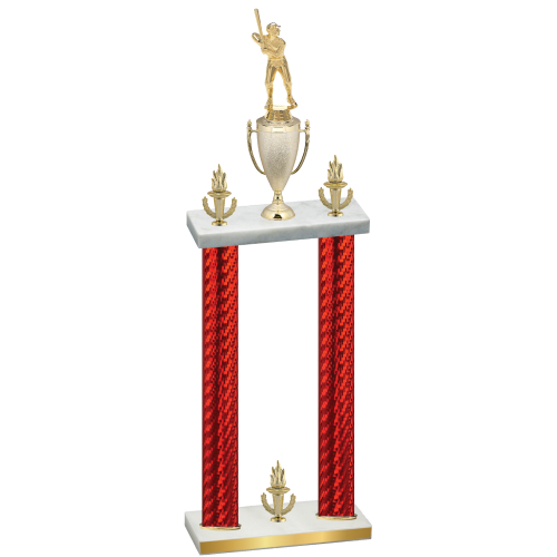 Double Red Carbon Fiber Victory Baseball Trophy