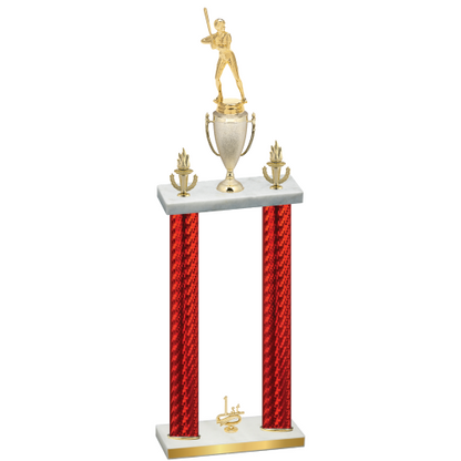 Double Red Carbon Fiber First Place Softball Trophy