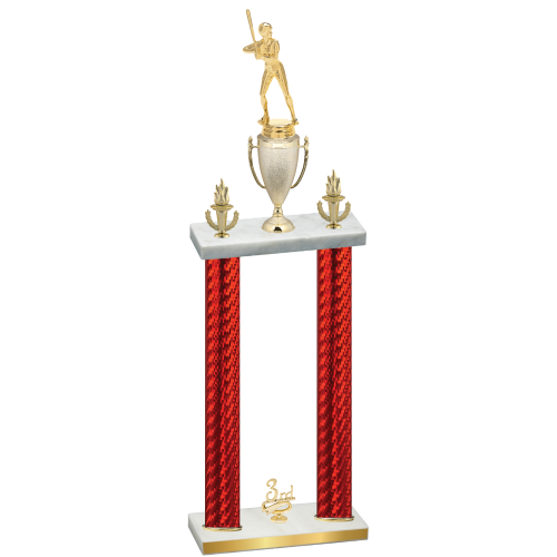 Double Red Carbon Fiber Third Place Softball Trophy