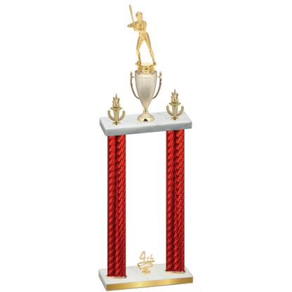 Double Red Carbon Fiber Fourth Place Softball Trophy