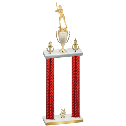 Double Red Carbon Fiber Year Softball Trophy