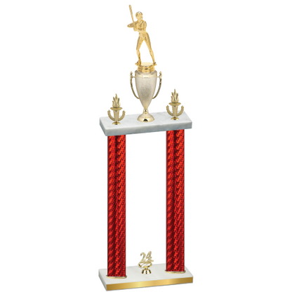 Double Red Carbon Fiber Year Softball Trophy