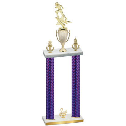 Double Purple Carbon Fiber Second Place Football Trophy