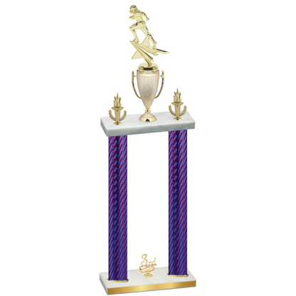 Double Purple Carbon Fiber Third Place Football Trophy