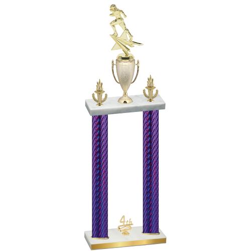 Double Purple Carbon Fiber Fourth Place Football Trophy
