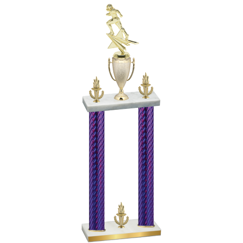 Double Purple Carbon Fiber Victory Football Trophy