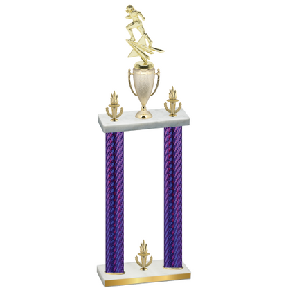 Double Purple Carbon Fiber Victory Football Trophy