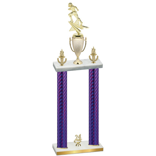 Double Purple Carbon Fiber Year Football Trophy