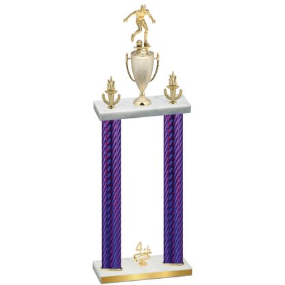 Double Purple Carbon Fiber Fourth Place Soccer Trophy