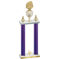 Double Purple Carbon Fiber Third Place Soccer Trophy