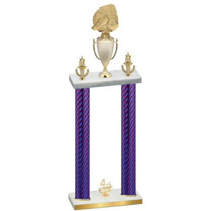 Double Purple Carbon Fiber Fourth Place Soccer Trophy
