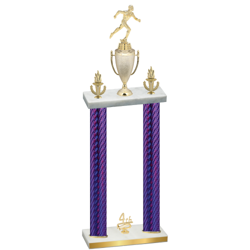 Double Purple Carbon Fiber Fourth Place Running Trophy