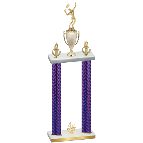 Double Purple Carbon Fiber Fourth Place Tennis Trophy