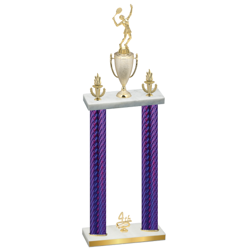 Double Purple Carbon Fiber Fourth Place Tennis Trophy