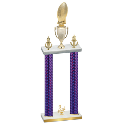 Double Purple Carbon Fiber Third Place Football Trophy