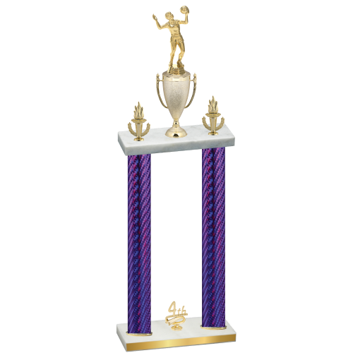 Double Purple Carbon Fiber Fourth Place Volleyball Trophy