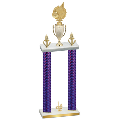 Double Purple Carbon Fiber First Place Volleyball Trophy