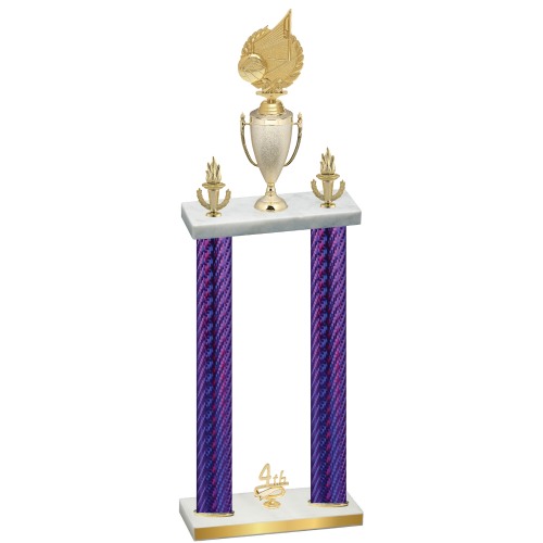 Double Purple Carbon Fiber Fourth Place Volleyball Trophy