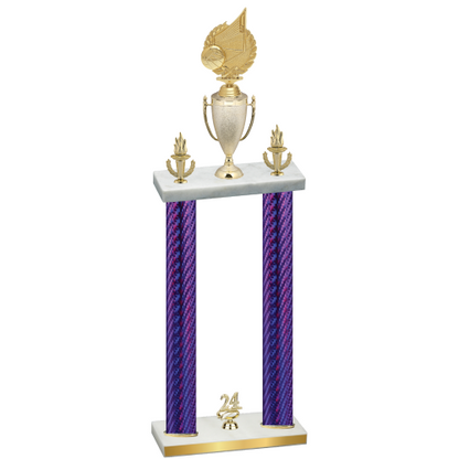 Double Purple Carbon Fiber Year Volleyball Trophy