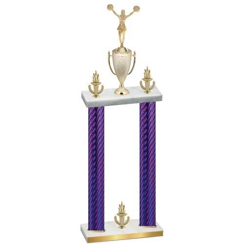 Double Purple Carbon Fiber Victory Cheerleading Trophy