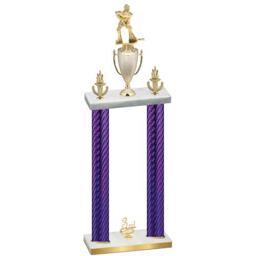 Double Purple Carbon Fiber Third Place Hockey Trophy