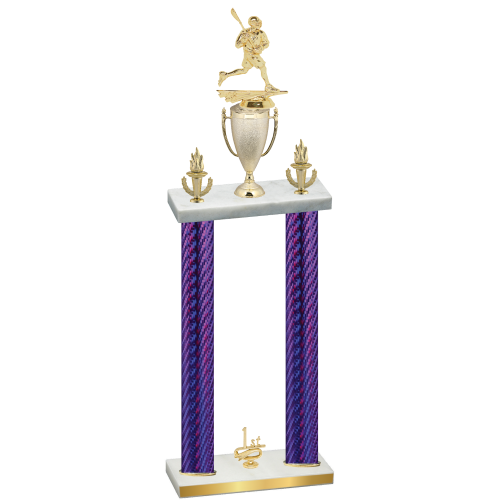 Double Purple Carbon Fiber First Place Lacrosse Trophy