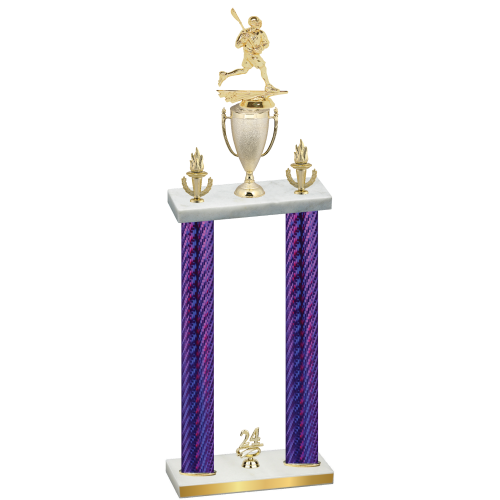 Double Purple Carbon Fiber Year Lacrosse Trophy