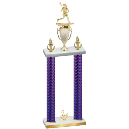 Double Purple Carbon Fiber Second Place Lacrosse Trophy