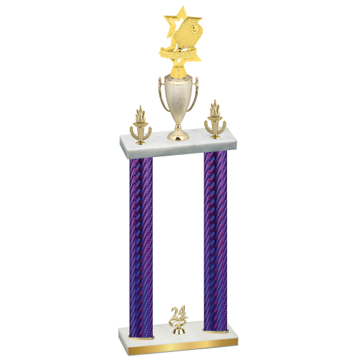 Double Purple Carbon Fiber Year Pickleball Trophy