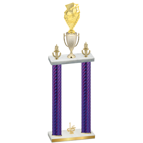 Double Purple Carbon Fiber First Place Pickleball Trophy